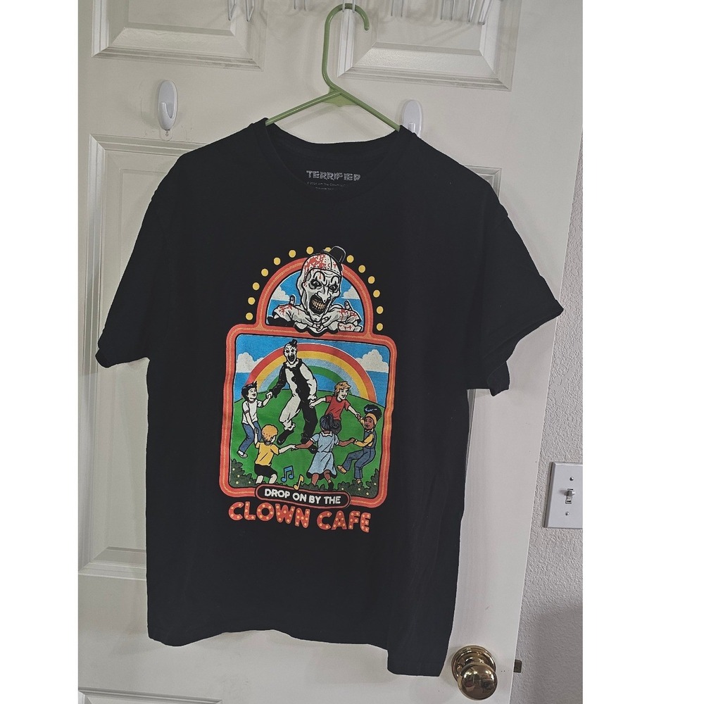 Terrifier Art the Clown Cafe Shirt Steven Rhodes Horror Movie Graphic Tee Large